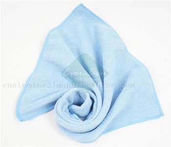 China Bulk Wholesale solutions microfiber cloths Supplier Custom logo Blue Microfiber Fast Drying Glass Wiping Towels Glass Cleaning Cloth Factory